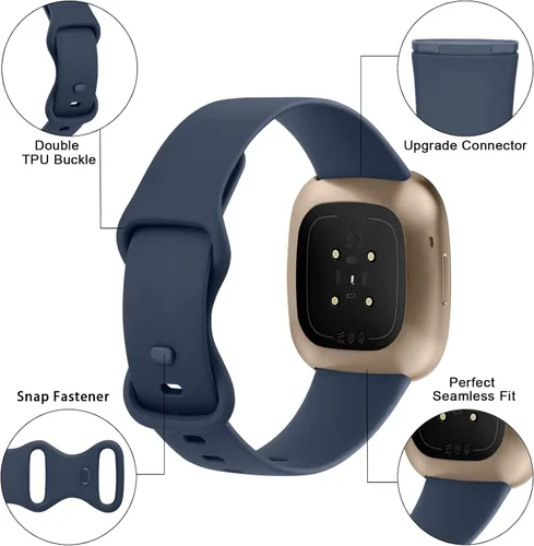 Vista 4 de AK Correa deportiva compatible con Fitbit Sense 2, Versa 4, Versa 3, correas clásicas de silicona suave para reloj inteligente, para mujeres