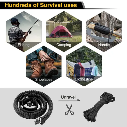 Vista 5 de CVLIFE Correa de Rifle 550 Paracord de 2 Puntos con Giratorio Tri-Lock para Caza y Exteriores Length of 39" to 50", Sturdy Nylon Webbing Strap