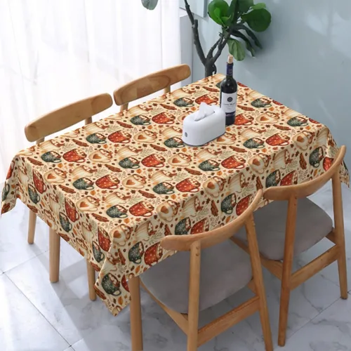 Vista 21 de Cafl Mantel retro con diseño de girasol de los años 70, sin arrugas, para picnic, cocina, vacaciones, comedor, rectangular, poliéster lavable
