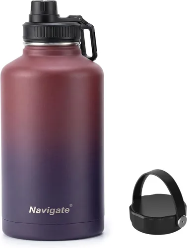 Vista 27 de Navigate - Vaso de acero inoxidable con popote, botella de agua a prueba de fugas con asa, de 30 onzas, color blanco