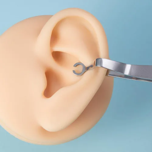 Vista 2 de DJCIW Kit de perforación para oreja, nariz y tabique, kit de anillos en forma de herradura para todos los piercings, acero inoxidable 316L, agujas