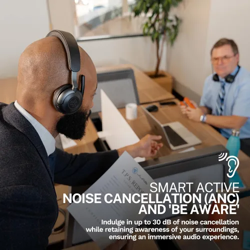 Vista 6 de JLab Epic Work Auriculares inalámbricos con micrófono, cancelación inteligente de ruido activa, centro de carga, más de 90 horas de reproducción