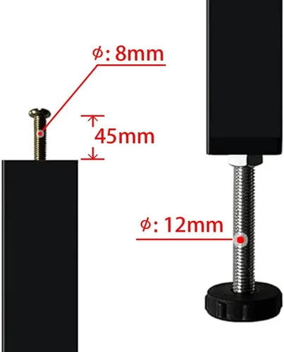 Vista 5 de Patas de soporte de metal para muebles, altura ajustable, marco central de cama resistente, elevadores de pies para plataforma Queen/King, piezas