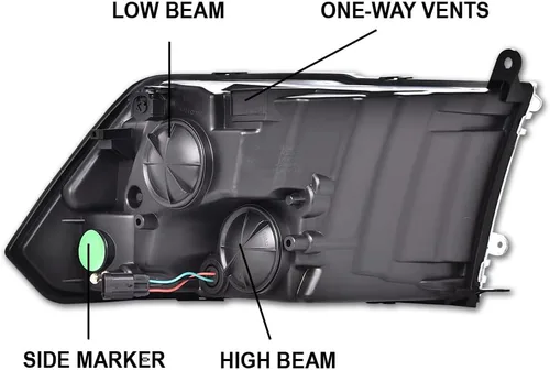 Vista 8 de PIT66 Conjunto de faros delanteros compatible con Dodge Ram 1500 2500 3500 2009-2012 (solo compatible con modelos de faros cuádruples) lente