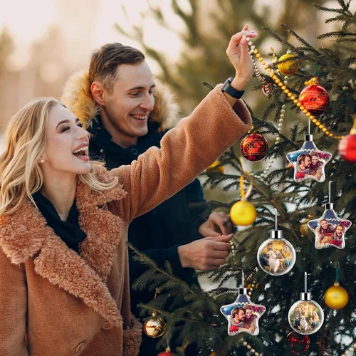 Vista 7 de Adorno de bola de Navidad con foto personalizada, texto con imagen personalizada, pequeña bola colgante, árbol de Navidad, decoración del hogar