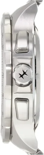 Vista 2 de Hamilton Khaki Aviation X-Wind GMT Reloj de cuarzo suizo con cronógrafo de 1.811in, esfera azul, pulsera de acero inoxidable plateada