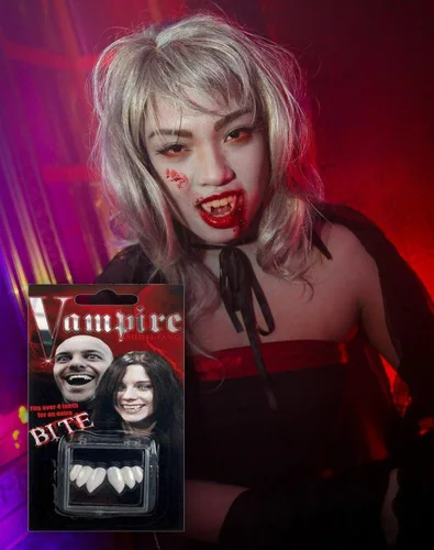 Vista 3 de Billy Bob colmillos de vampiro artificiales para disfraz de Halloween