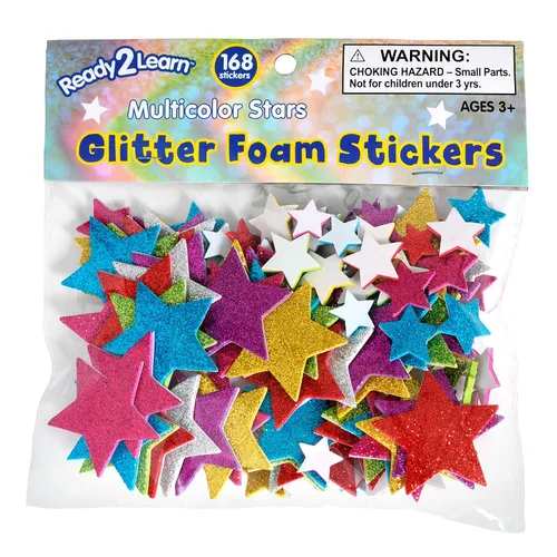 Vista 6 de READY 2 LEARN - Pegatinas de espuma con purpurina - Estrellas multicolor - Paquete de 168 - Pegatinas autoadhesivas para niños - Pegatinas