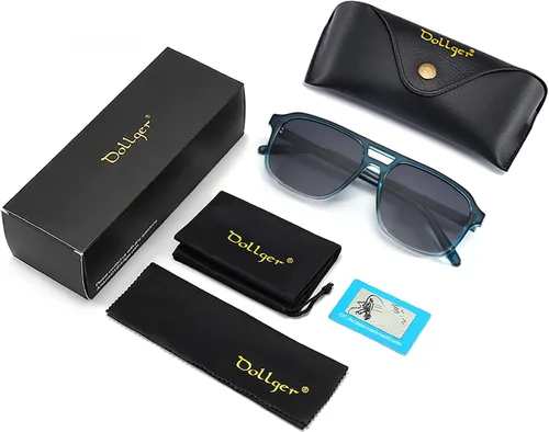 Vista 7 de Dollger Lentes de sol de aviador para mujeres y hombres, polarizados, retro, 70, cuadrados, degradados, planos, ultraligeros, de plástico