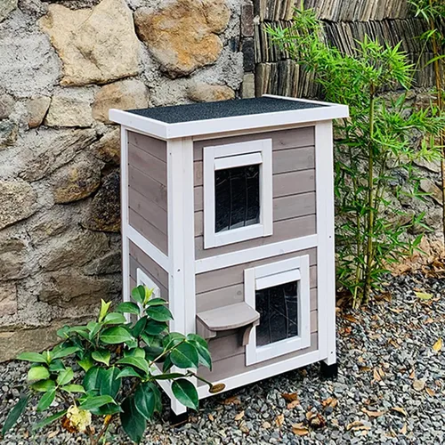 Vista 6 de Cat Villa Cat House Outdoor Double Floor Cat Villa Interior Cat Room Pet Litter Outdoor Cat House Cat House Cat Tower