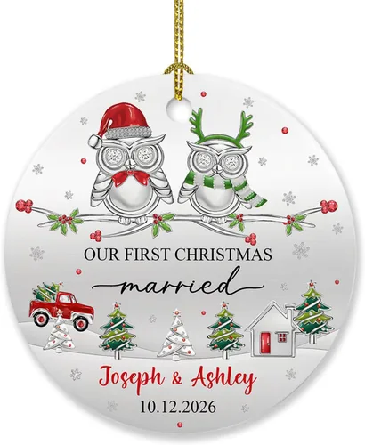 Vista 24 de Adorno personalizado para árbol de Navidad con nombre y año, regalo para mi nuevo apartamento, adorno personalizado para primera Navidad en un nuevo