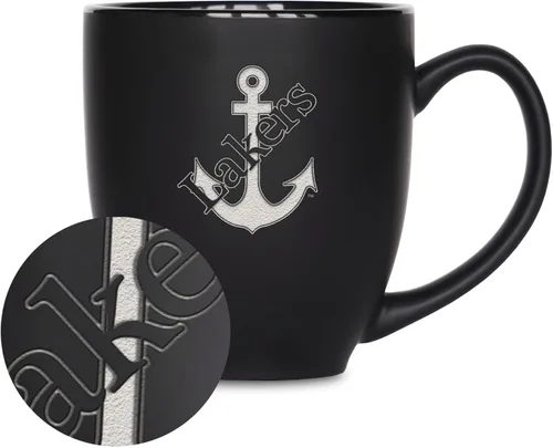 Vista 333 de Rico Industries - Taza de cerámica mate negra con grabado láser estándar de 15oz para NCAA (escuelas T & U) - Para bebidas calientes o frías