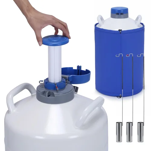 Vista 9 de Generic 20L LN2 aleación de aluminio Dewar con 3 botes y bolsa de transporte Contenedor de nitrógeno líquido de aleación de aluminio