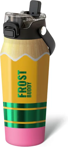 Vista 30 de Frost Buddy botella de agua aislada de 32 onzas con pajilla y tapa para beber Acero inoxidable a prueba de fugas 24 horas de frío Resistente