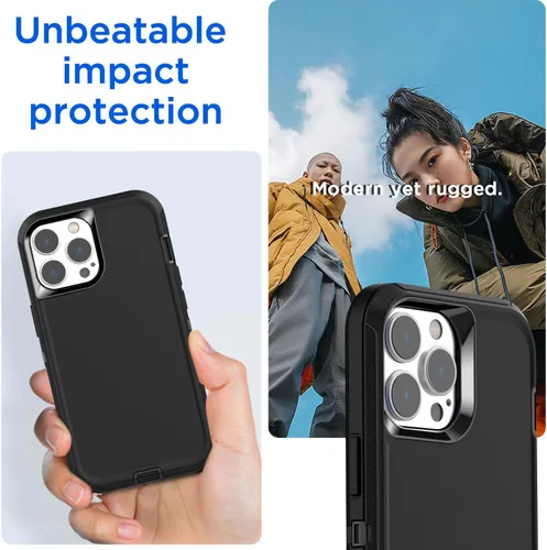 Vista 4 de AICase Funda para iPhone 13 Pro Max/12 Pro Max con protector de vidrio, protección contra caídas de alta resistencia, cuerpo completo, a prueba