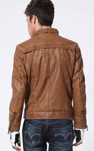 Vista 2 de CHOUYATOU - Chaqueta de piel sintética para hombre