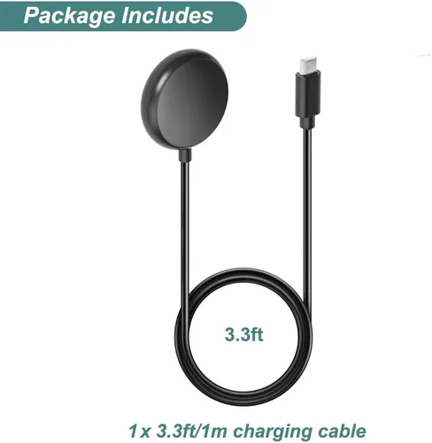 Vista 6 de Cargador para reloj inteligente Google Pixel Watch de 1ª generación (negro, USB tipo C) Cargador para reloj inteligente Google Pixel Watch de 1ª