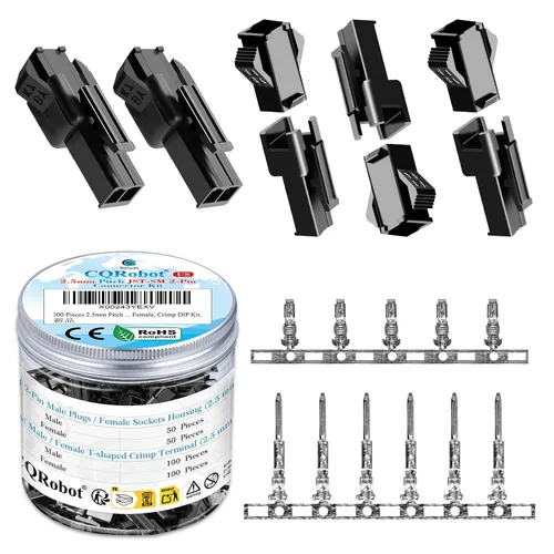 Vista 47 de CQRobot JST EL 4.5 mm de paso 2 pines conector electrónico IC macho, enchufes hembra carcasa y kit de terminales de crimpado en T macho/hembra. 50