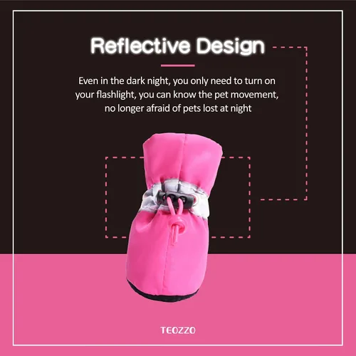 Vista 5 de Zapatos para Perros Botas para Perros y Protector de Patas, Suela Antideslizante Botines de Invierno para Perros con Correas Reflectantes para A-Rosa