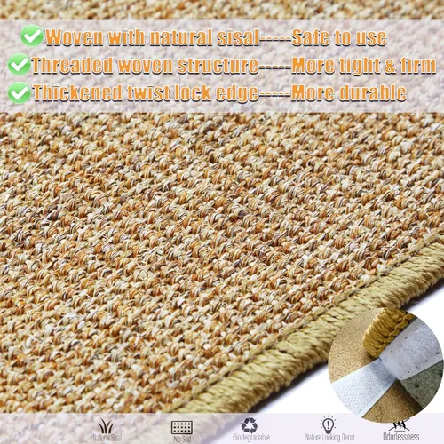 Vista 3 de Alfombrilla de rascar para gatos, 23.6 x 15.7 pulgadas, rascadores de sisal natural para gatos de interior con cintas de velcro, tapete para rascar