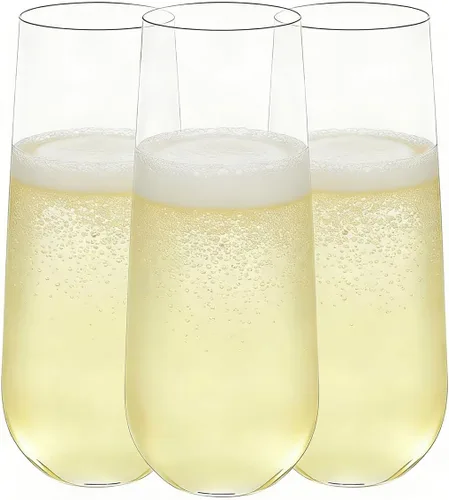 Vista 8 de Paquete de 48 copas de champán de plástico, desechables irrompibles de 9 onzas, vasos de cóctel transparentes inastillables, ideales para fiestas