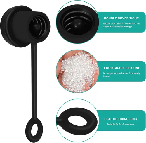 Vista 5 de Paquete de 6 popotes de silicona ajustables, reutilizables de grado alimenticio, compatibles con Stanley/Simple Modern/Yeti/Hydro Flask, ajuste