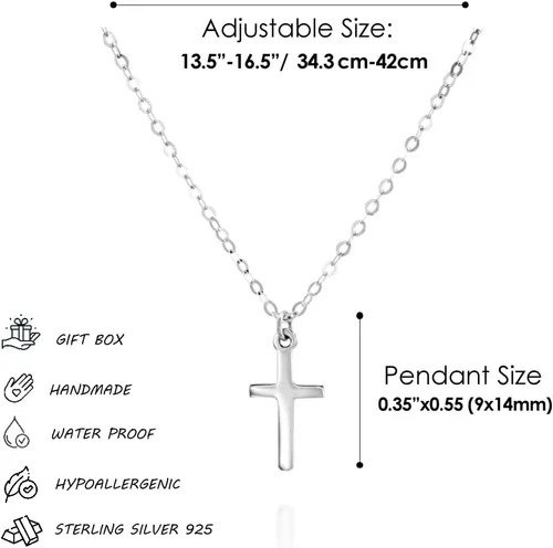 Vista 11 de Collar de cruz de oro para mujer, collares con colgante de cruz minimalista, longitud de 16 a 18 pulgadas, joyería cristiana hecha a mano, regalo