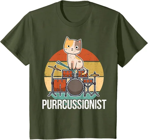 Vista 12 de Funny Percussion Drummer Drumming Drums Saying I Kitten Cat Camiseta, Negro, S