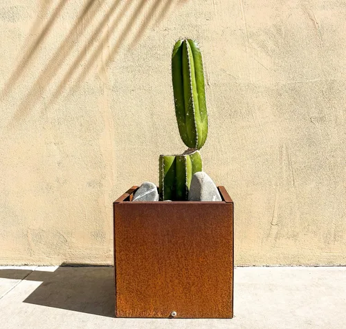 Vista 2 de Corten - Maceta de acero para exteriores, diseño rústico y moderno, cama grande de metal elevado para uso comercial y residencial (12 x 12 pulgadas)
