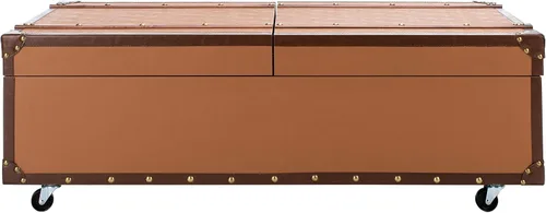 Vista 10 de SAFAVIEH Home Collection Zoe - Baúl de almacenamiento de piel sintética marrón coñac con ruedas giratorias (totalmente montado)