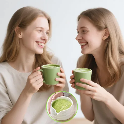 Vista 4 de Cuenco de matcha blanco con boquilla con bonito patrón de corazón, cuenco de cerámica Chawan Matcha para batir matcha, cuenco tradicional japonés