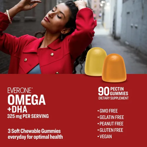 Vista 6 de Gomitas de aceite de pescado Omega para adultos y adolescentes con DHA – Suplemento de apoyo para la salud cerebral y cardiovascular – Vegano, sin