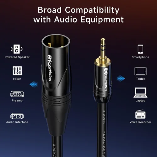 Vista 4 de Cable Matters Cable de 0.138 in a XLR, macho a macho, 3 pies