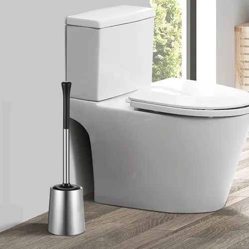 Vista 7 de HAMITOR Juego de 2 cepillos para inodoro: 2 unidades de silicona de acero inoxidable para limpieza profunda de inodoro para baño - Accesorios