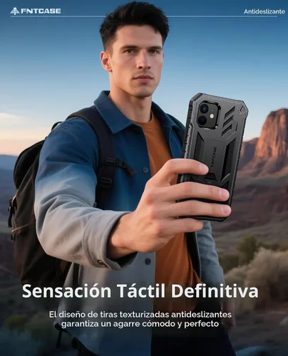 Vista 6 de FNTCASE - Funda para iPhone 12 con protector de pantalla integrado y soporte 20FT Military-Grade Drop Protection, Anti-Slip Matte Textured, Rugged