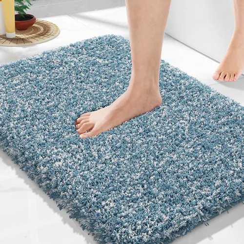 Vista 78 de Yimobra Alfombras de baño en negro y blanco antideslizantes lavables, tapetes de baño ultra suaves y absorbentes de agua, alfombra de ducha suave