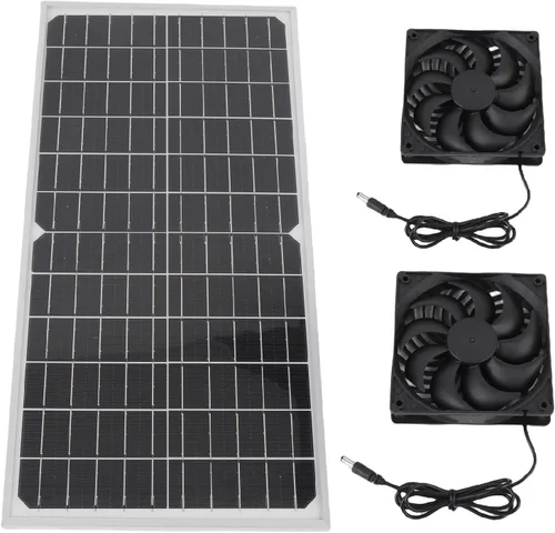 Vista 3 de Kit de ventilador alimentado por panel solar de 16 W, ventilador de escape solar con marco de aluminio para gallinero, invernadero, cobertizo
