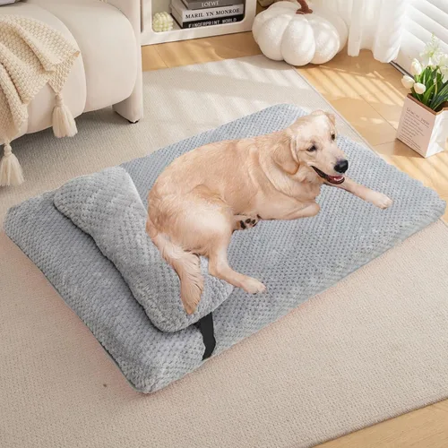 Vista 8 de Cama para perros con almohada para perros pequeños, cama ortopédica para perros con funda extraíble, alfombrilla lavable para mascotas de hasta 5