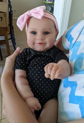 Vista 2 de iCradle Lovely Real Look Reborn Baby Doll Girl 20 pulgadas 19.7 in cuerpo completo suave vinilo muñeca bebé realista pintado pelo recién nacido
