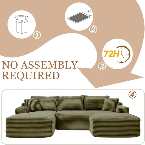 Vista 8 de Sofá modular Cloud de 108 pulgadas, moderno sofá deshuesado con otomana móvil, sofá modular de asiento profundo, sofás esquineros de pana para sala