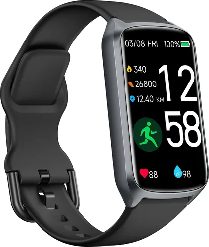 Vista 8 de Amzhero Rastreador de salud y fitness con monitor de frecuencia cardíaca 24/7, oxígeno en sangre, presión arterial, rastreador de sueño