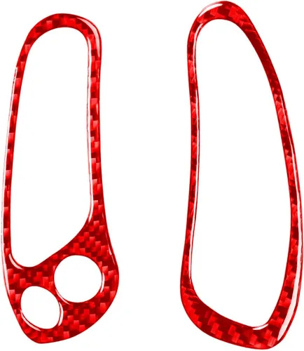 Vista 2 de 2 unids/set rojo interior del coche para Corvette C5 Accesorios tablero multifunción botón marco fibra de carbono cubierta Trim para Chevrolet