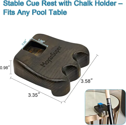 Vista 6 de Wood Pool Cue Holder Non-Slip Silicone Base Solid Wooden Construction Holds 2/3/4/5 Cues Weighted Metal Inside for Stability Billiard Accessory