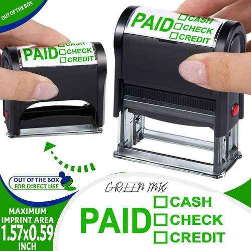 Vista 6 de Sellos de pago en línea autoentintados personalizados para suministros comerciales, sellos de goma personalizados para suministros de oficina (rojo)