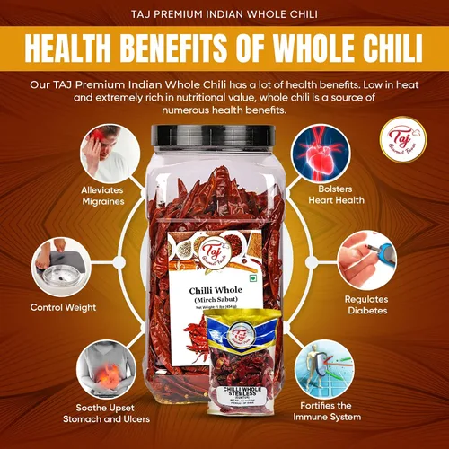 Vista 3 de TAJ Premium Indian Whole Chilli (Mirchi entero, sin tallo), (3.5 onzas)