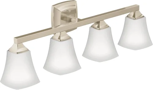 Vista 7 de Moen Voss YB5164ORB - Accesorio de tocador de baño de doble montaje con 4 luces de bronce aceitado con vidrio esmerilado
