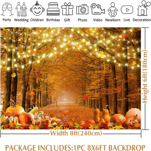 Vista 6 de Avezano Telón de fondo de otoño para fotografía, otoño, hojas de bosque de arce, fondo de fotos de Acción de Gracias, decoración de fiesta