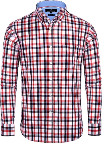 Vista 27 de Alimens & Gentle - Camisas a cuadros con botones para hombre, camisas de vestir de manga larga, de algodón, corte estándar Negro (Black Gingham)