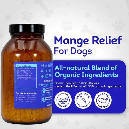 Vista 3 de HA4E - Alivio de la mancha para perros - Tratamiento para picazón, costras y pérdida de cabello causada por ácaros - Totalmente natural