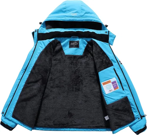 Vista 3 de Pooluly - Chaqueta de invierno para esquísnowboard para mujer, con capucha, impermeable, rompeviento
